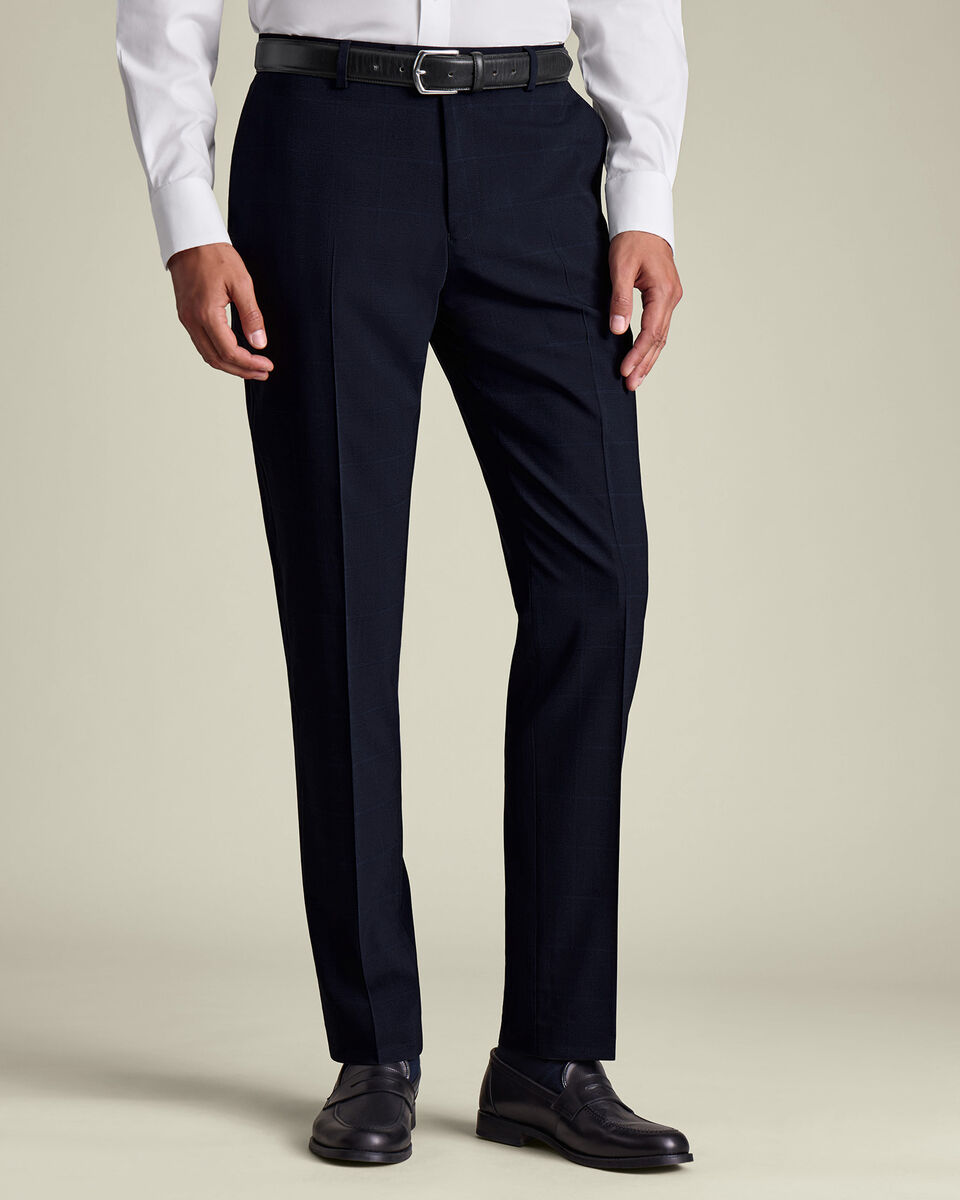 Check Suit Pants - Navy