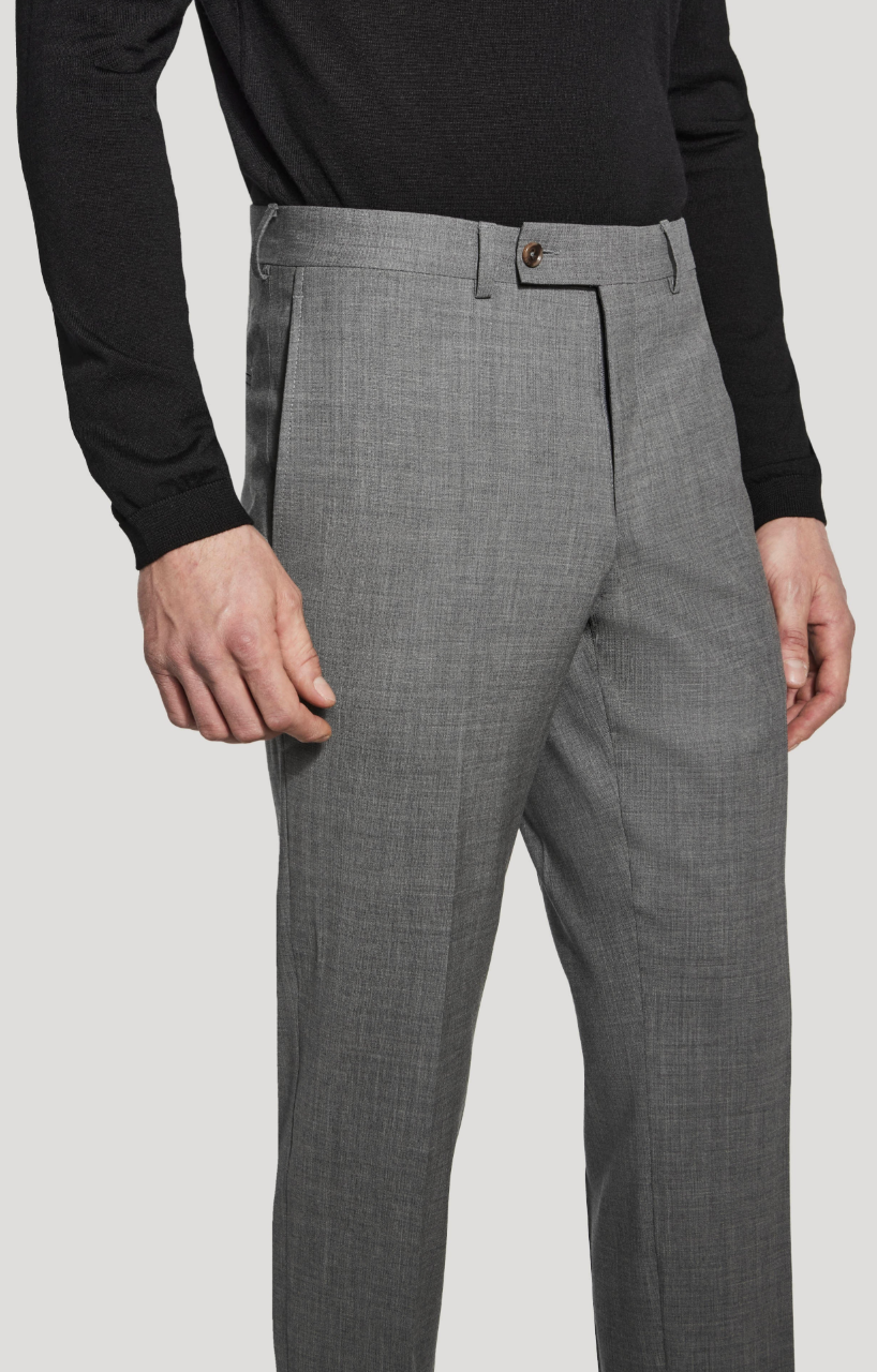 Patrick Mid Grey Solid Stretch TEMPO Trouser