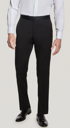 Phoenix Black Solid Tuxedo Trouser Super 130's Wool