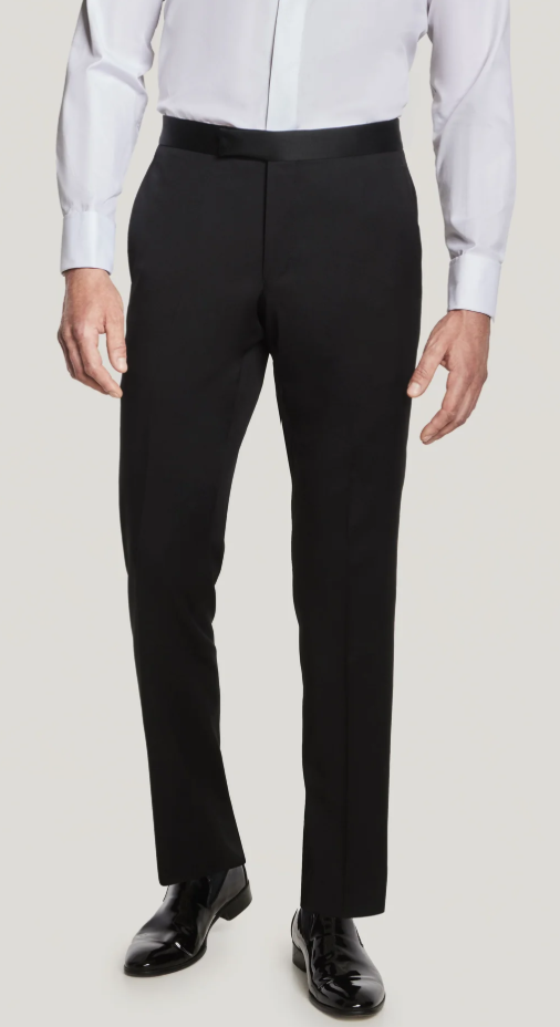 Phoenix Black Solid Tuxedo Trouser Super 130's Wool