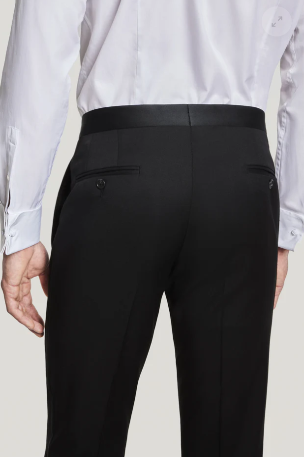 Phoenix Black Solid Tuxedo Trouser Super 130's Wool