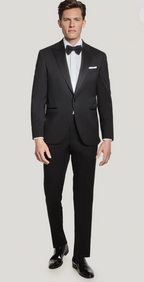Phoenix Black Solid Tuxedo Trouser Super 130's Wool