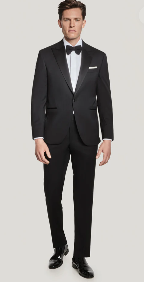 Phoenix Black Solid Tuxedo Trouser Super 130's Wool