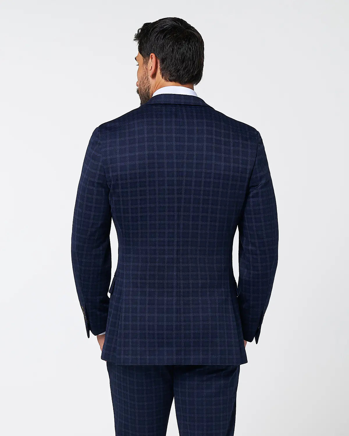 Athletic Fit Stretch Wool Blazer - Blue Plaid