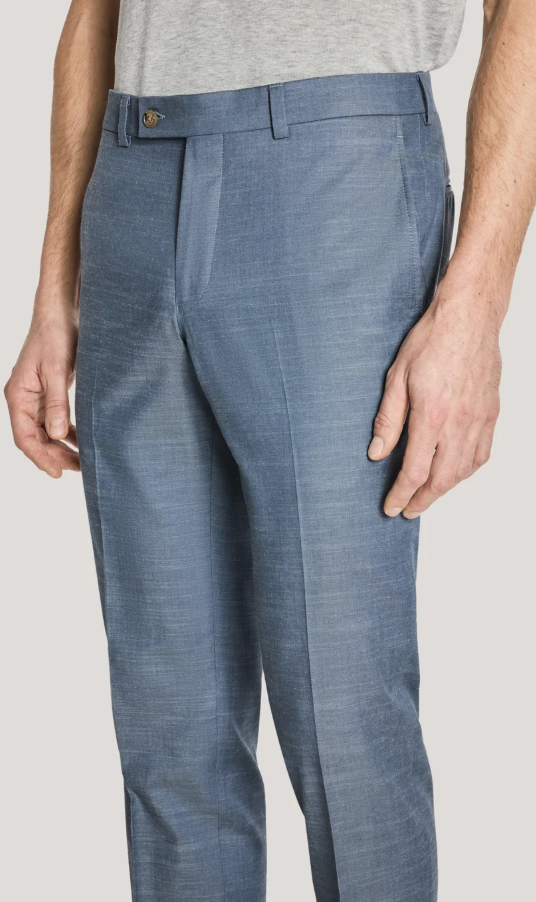 Yardley Medium Blue Plain Front Trouser