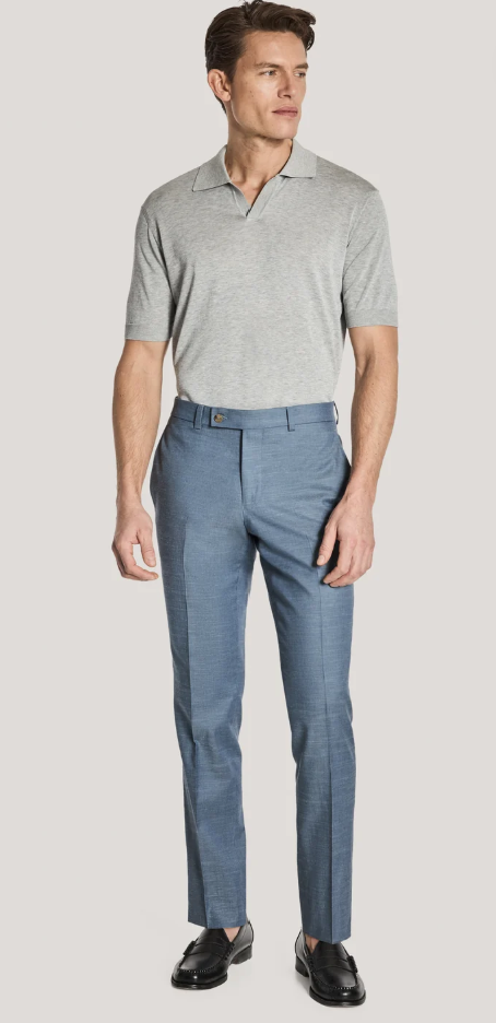 Yardley Medium Blue Plain Front Trouser