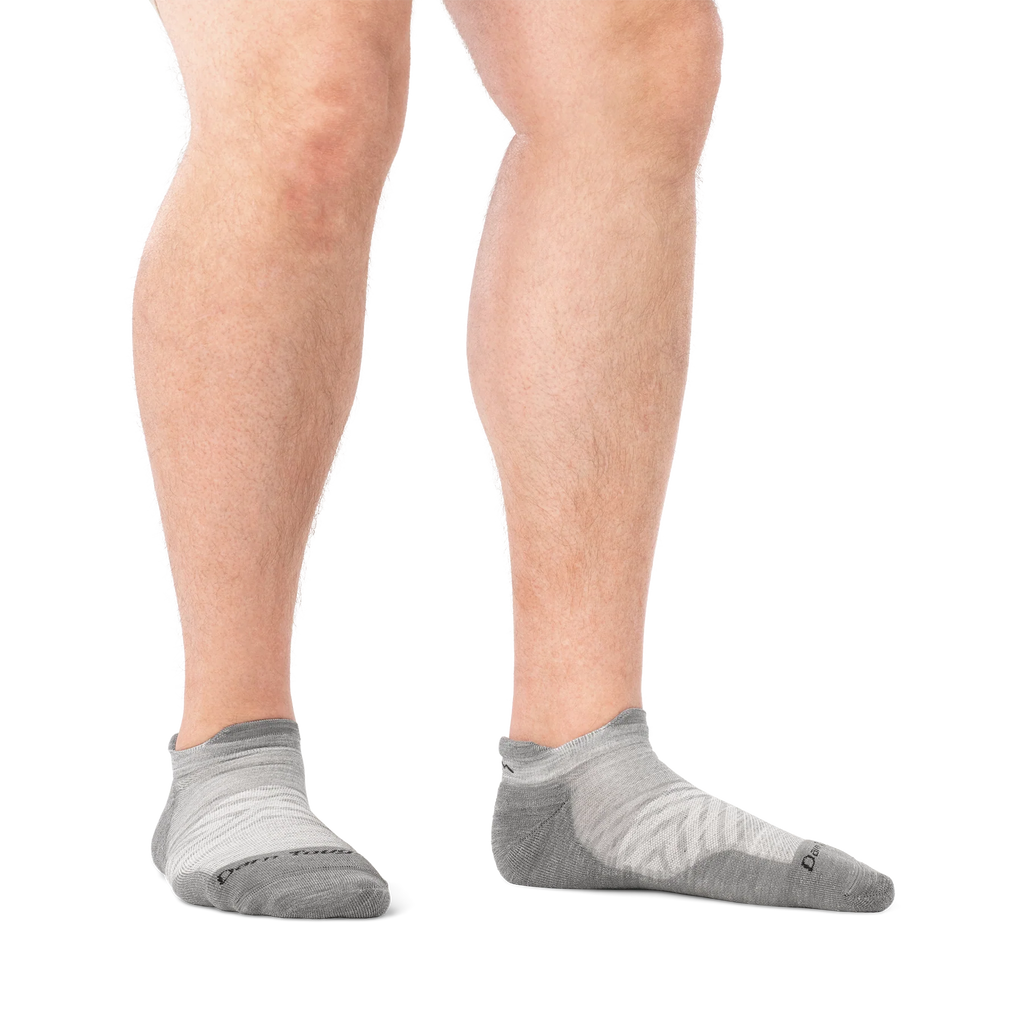 Men's Run No Show Tab Cushioned Ultra-Lightweight Running Socks (Solid gray)