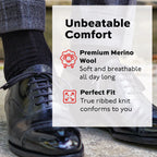 Black Merino Wool Mid Calf Dress Socks
