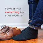 Black Merino Wool Mid Calf Dress Socks