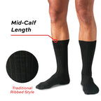 Black Merino Wool Mid Calf Dress Socks