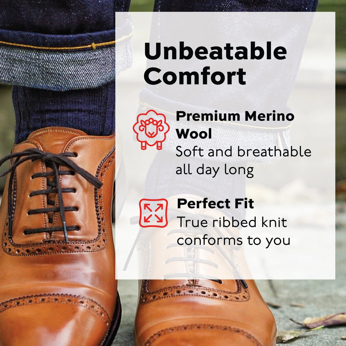 Navy Merino Wool Mid Calf Dress Socks