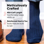 Navy Merino Wool Mid Calf Dress Socks