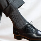 Grey Heather Merino Wool Mid Calf Dress Socks