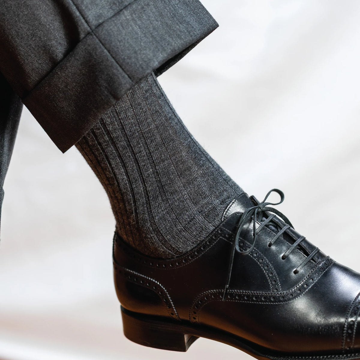 Grey Heather Merino Wool Mid Calf Dress Socks