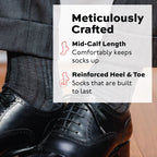 Grey Heather Merino Wool Mid Calf Dress Socks