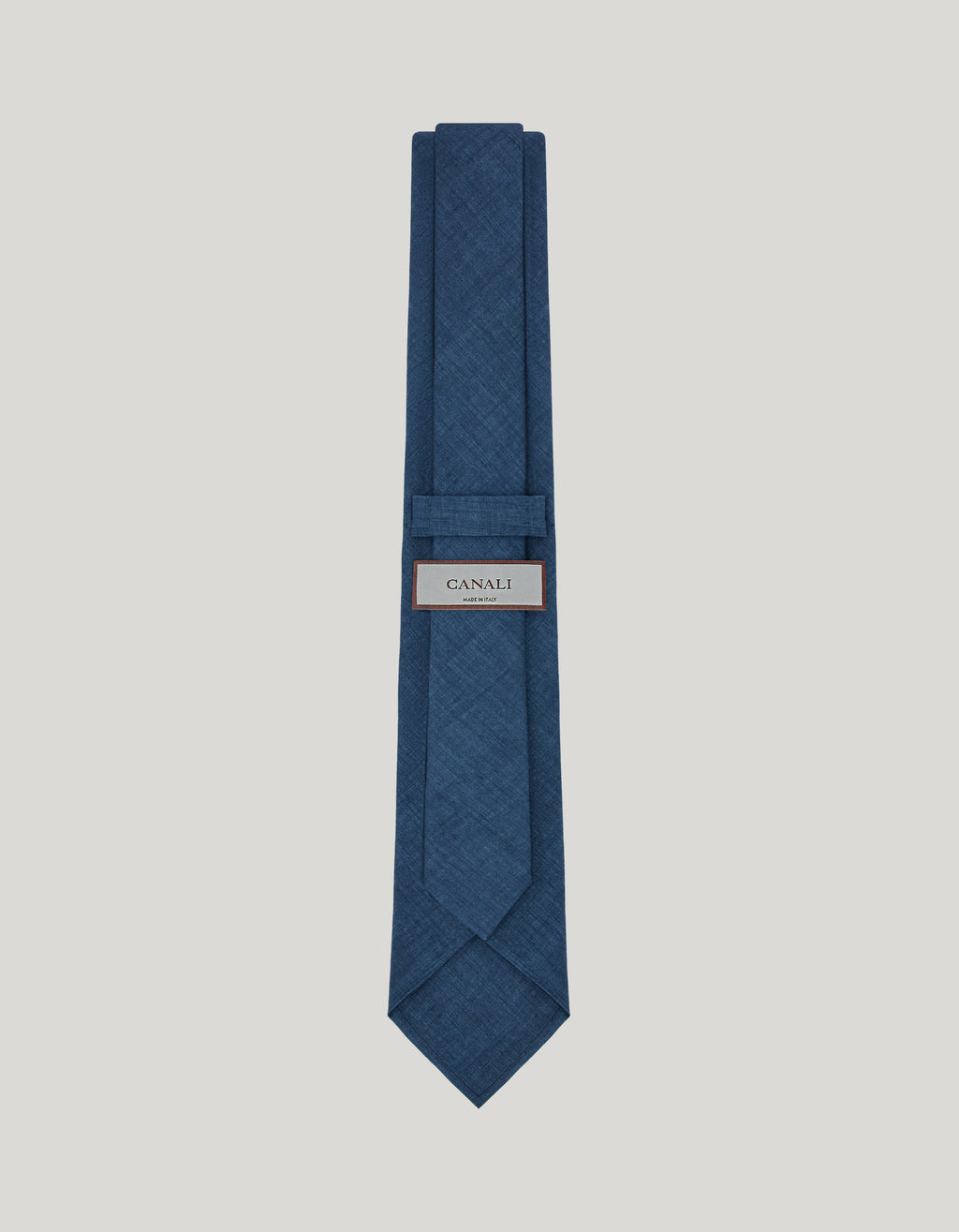 Blue tie in printed wool flannel