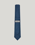 Blue tie in printed wool flannel