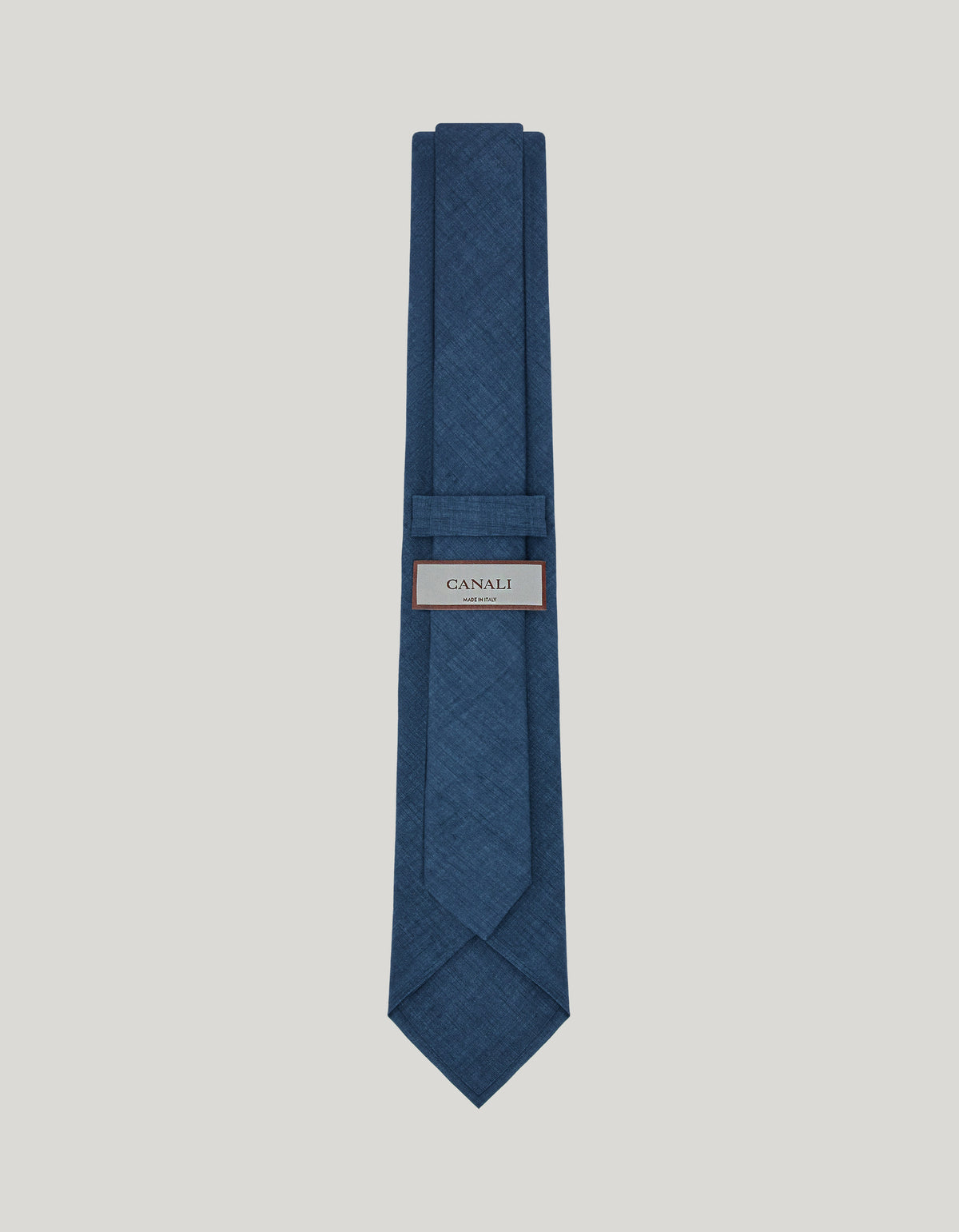 Blue tie in printed wool flannel