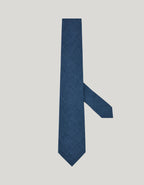 Blue tie in printed wool flannel