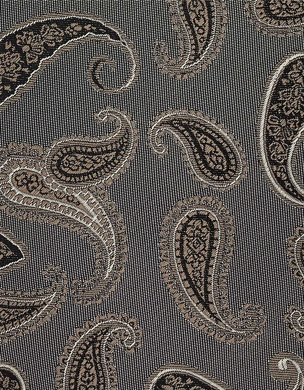 Beige pure silk jacquard tie with paisley motif