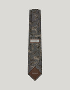 Beige pure silk jacquard tie with paisley motif