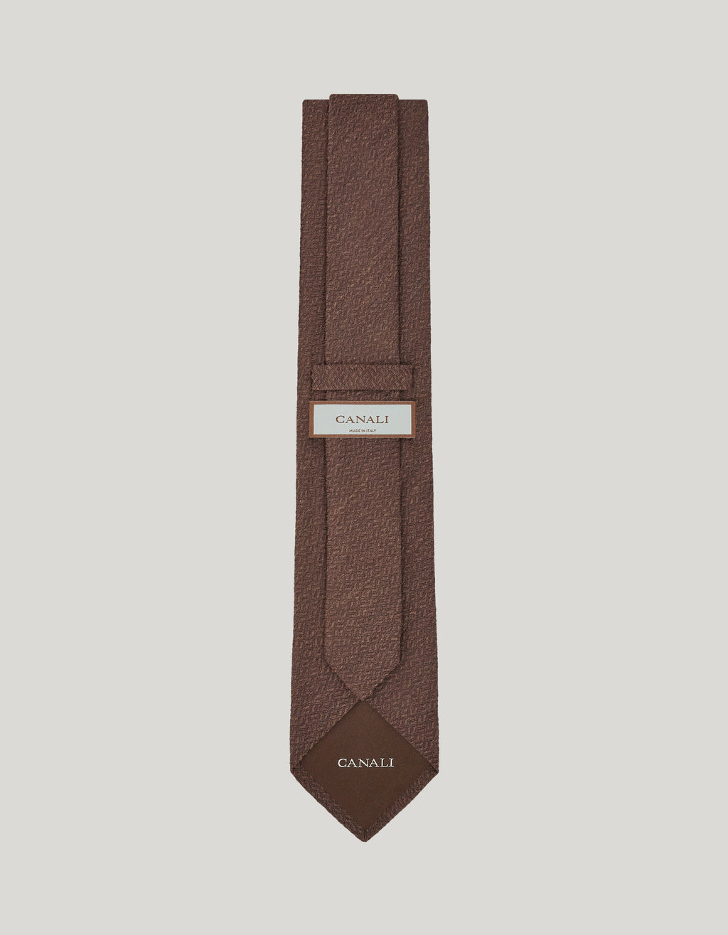 Brown wool and silk jacquard blend tie
