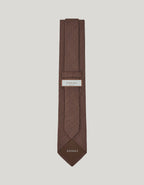Brown wool and silk jacquard blend tie