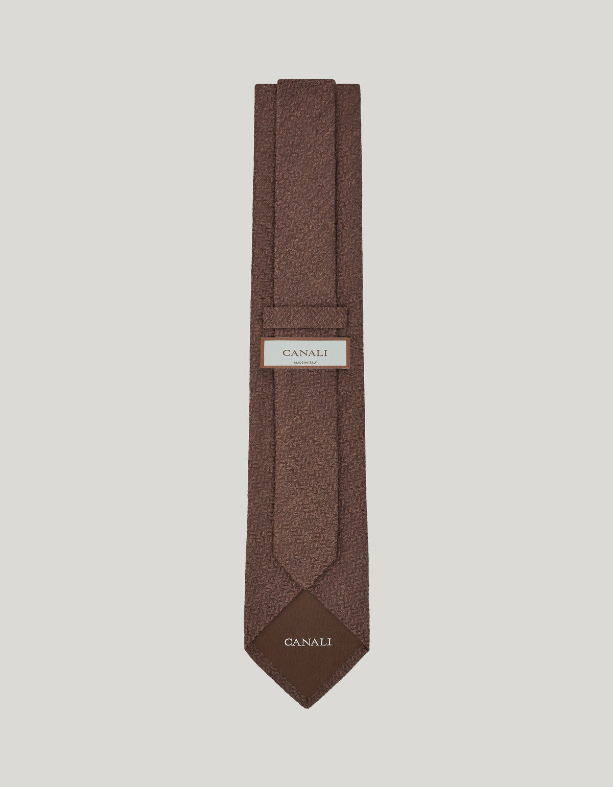 Brown wool and silk jacquard blend tie