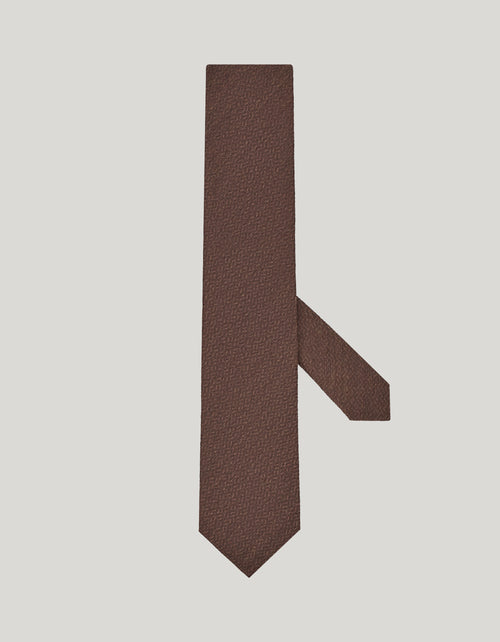 Brown wool and silk jacquard blend tie