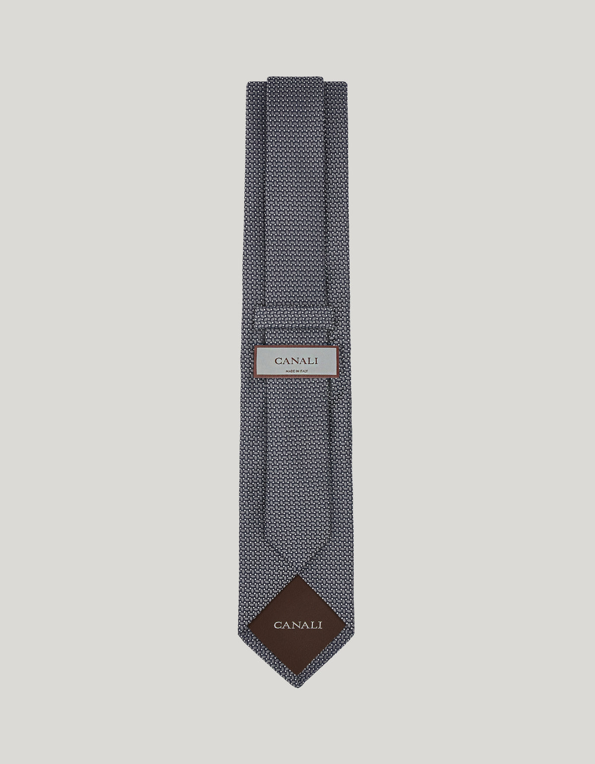 Gray pure silk jacquard tie with micro pattern
