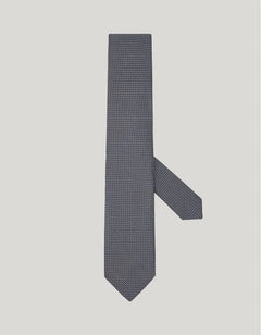Gray pure silk jacquard tie with micro pattern
