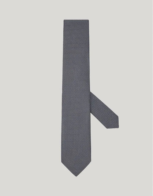 Gray pure silk jacquard tie with micro pattern