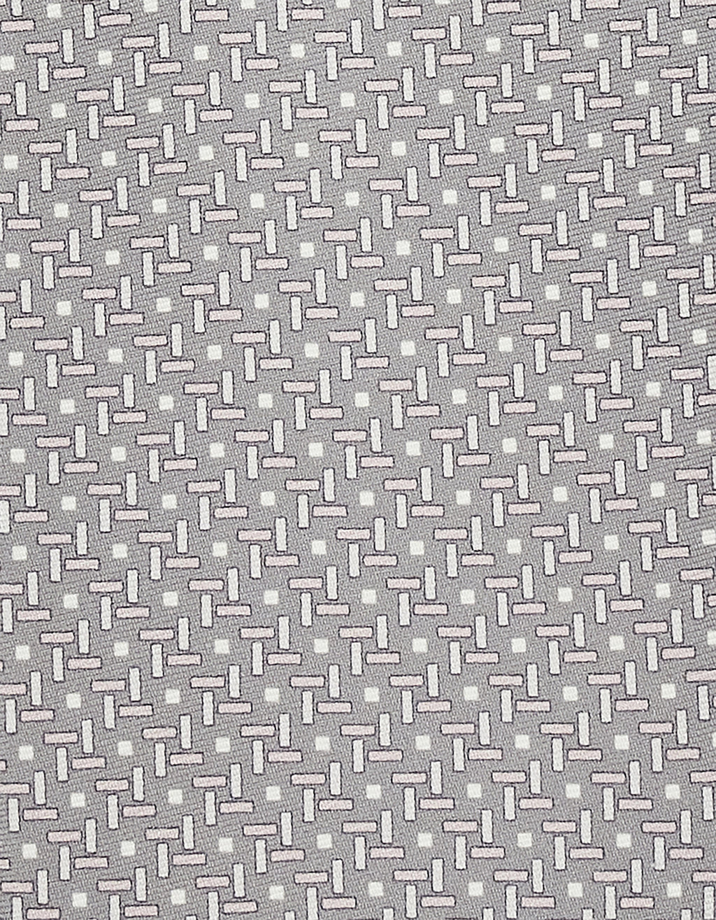 Gray pure silk tie printed with geometric motif