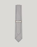 Gray pure silk tie printed with geometric motif