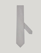 Gray pure silk tie printed with geometric motif