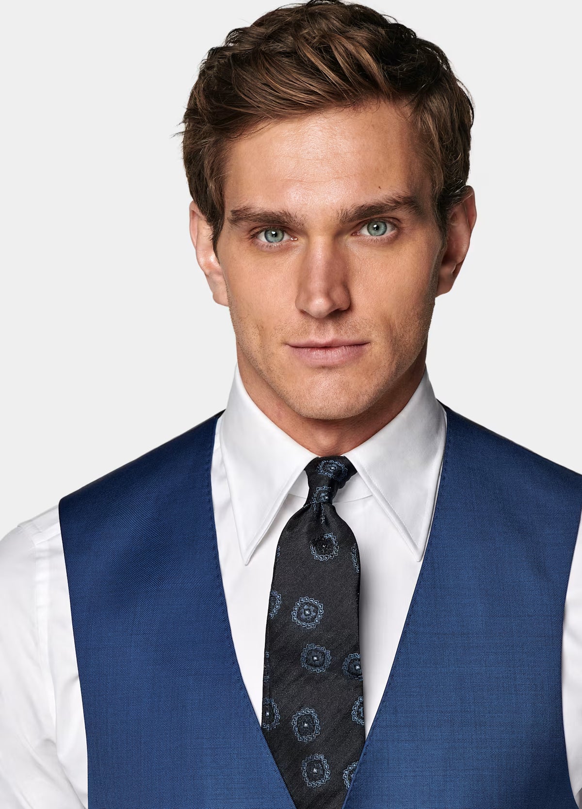Vest Mid Blue Sharkskin · Pure S110's Wool · Vitale