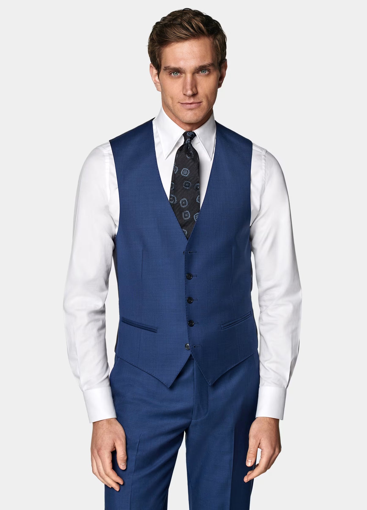 Vest Mid Blue Sharkskin · Pure S110's Wool · Vitale