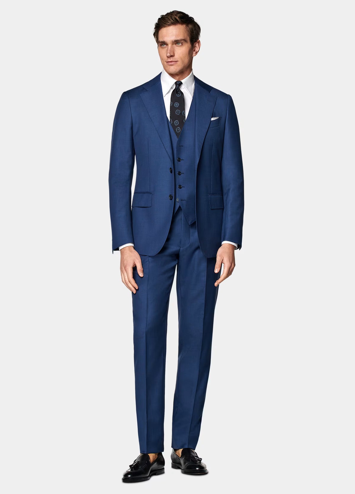 Vest Mid Blue Sharkskin · Pure S110's Wool · Vitale