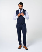 Athletic Fit Stretch Suit Vest - Blue Plaid