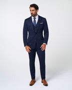 Athletic Fit Stretch Suit Vest - Blue Plaid