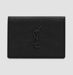Saint Laurent  Cassandre Card Case in Crocodile-Embossed Leather
