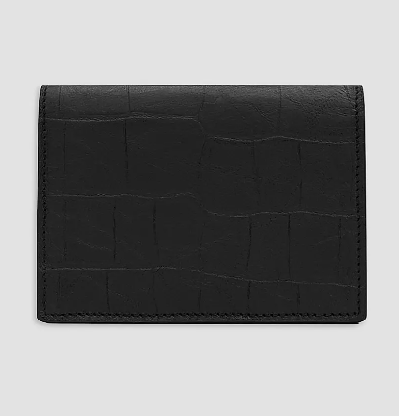Saint Laurent  Cassandre Card Case in Crocodile-Embossed Leather